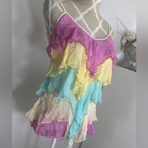 Rare vintage Y2K deadstock ruffle beaded cami blouse
